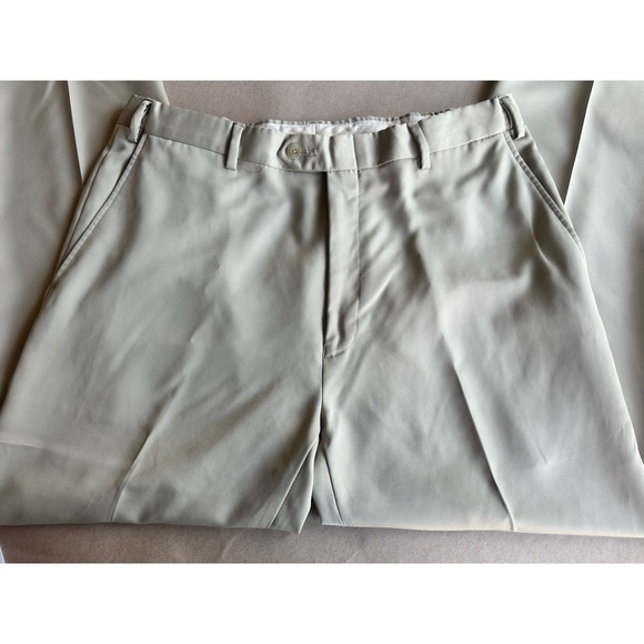 Jos A Bank Leadbetter Golf Pants Flat Front 36 X 29 Champagne Khaki Polyester - Picture 2 of 6